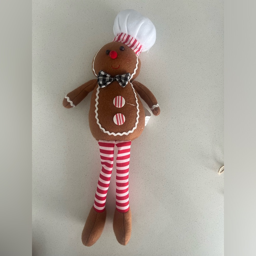Gingerbread Chef Plush with Red and White Stripes